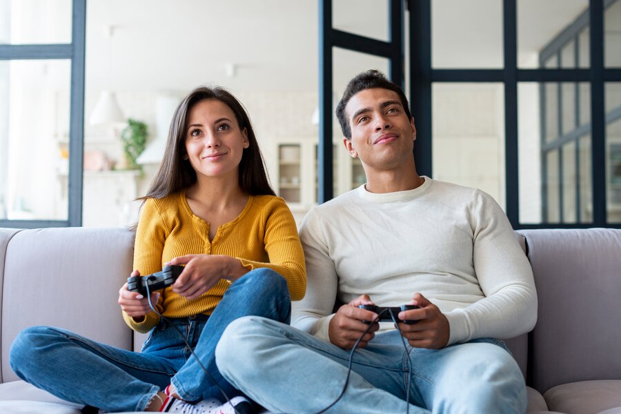 play vdeo games together V-Day