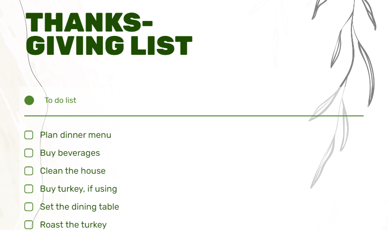 thanksgiving checklist printables