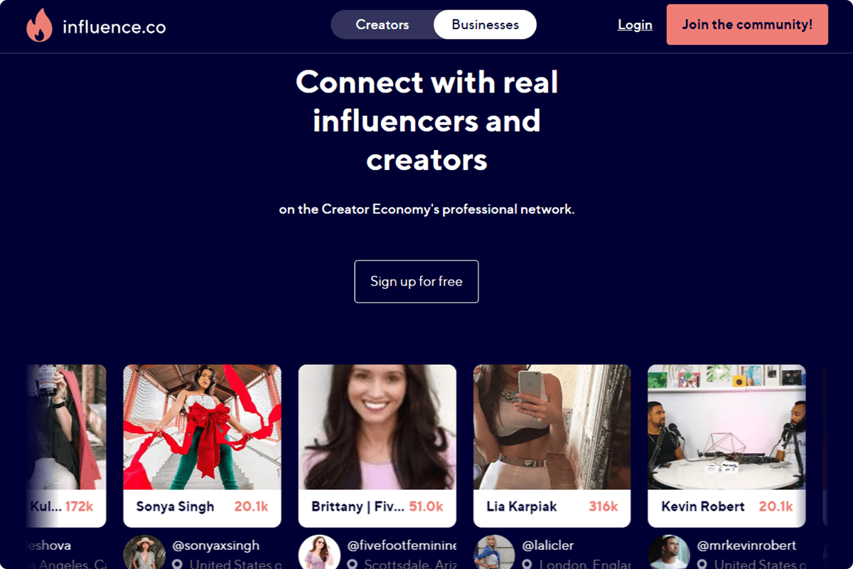 Connect with real influencard and creators