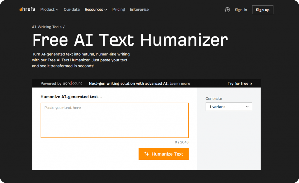 Ahrefs AI Humanizer
